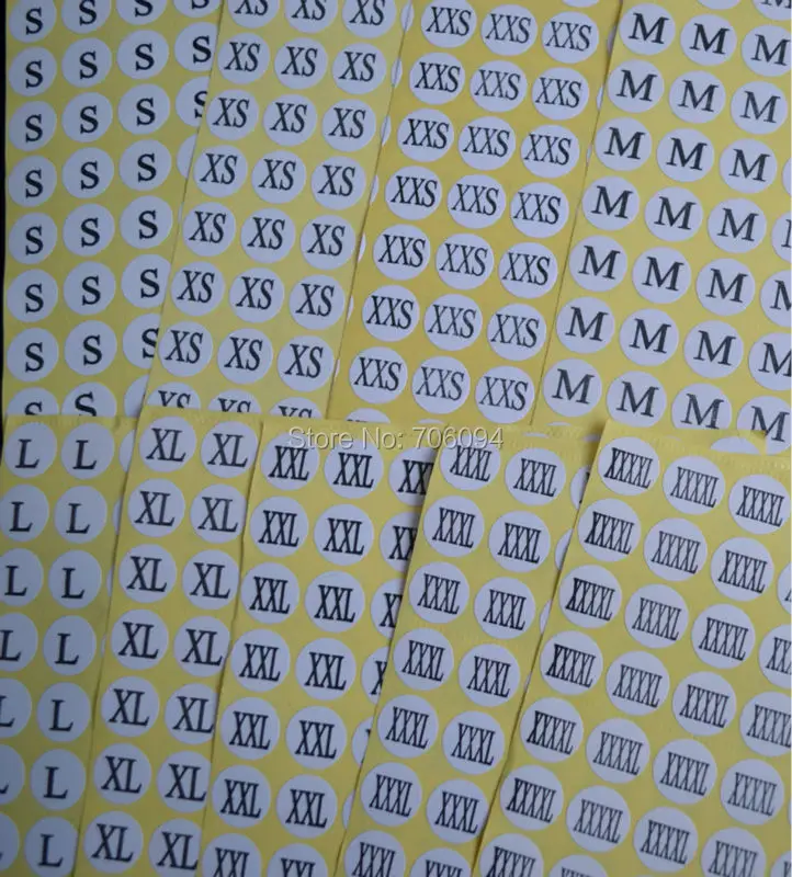 15 листов = 1980 шт./партия, напечатанные белые этикетки размера, бирки с размерами, одежда размер круглой бумаги размер наклейки