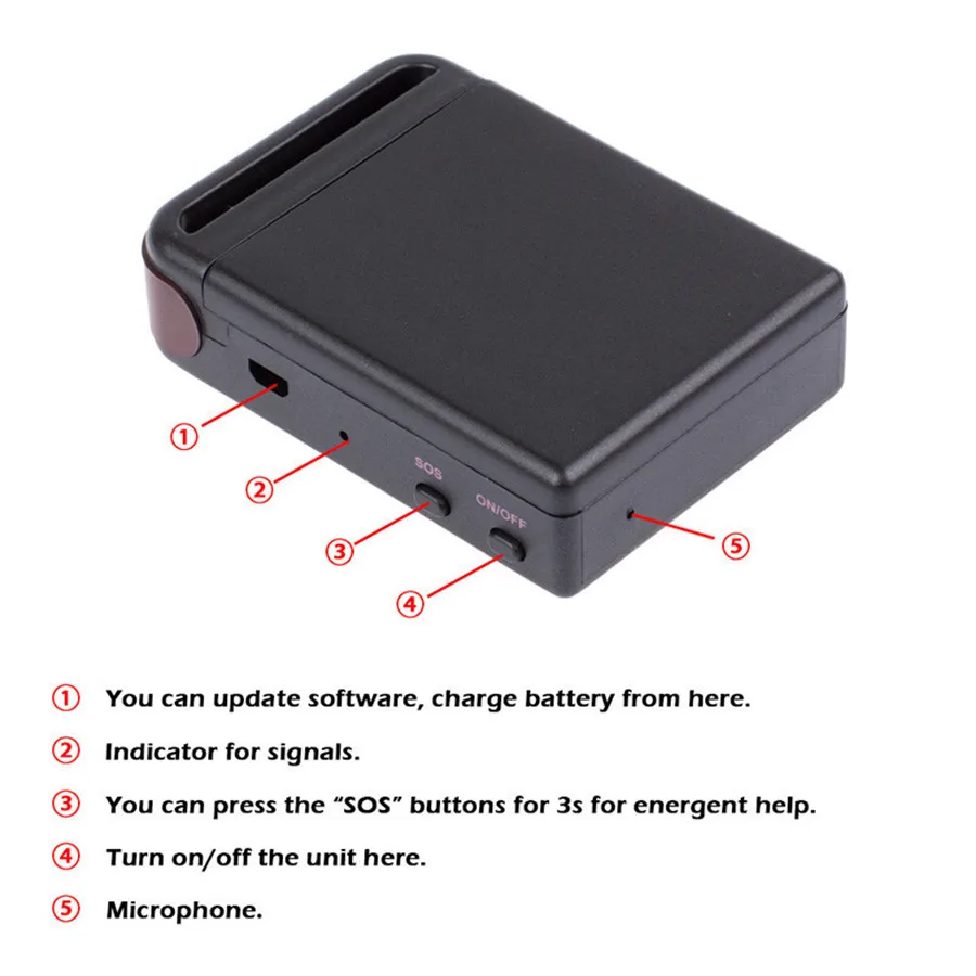 TK102 GPS/GSM/GPRS трекер мини устройство слежения за автомобилем + 2 аккумулятора
