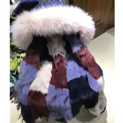 2018 Новый Лисий Мех парка натуральный мех пальто зимняя куртка Для женщин натуральный Лисий мех пальто Толстые Обувь на теплом меху парки WT004