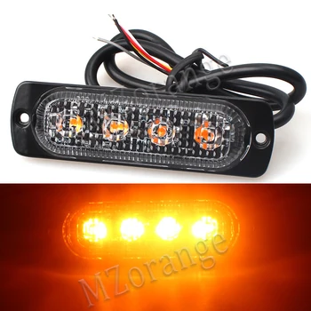 

12V-24V 4 LED Car Strobe Light Police Light Strobe Flash Lightbar Dash Emergency Vehicle Flashing Light Amber