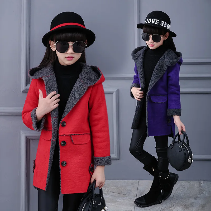 Детское осенне-зимнее пальто для девочек г. замшевое пальто детская зимняя одежда пальто для девочек