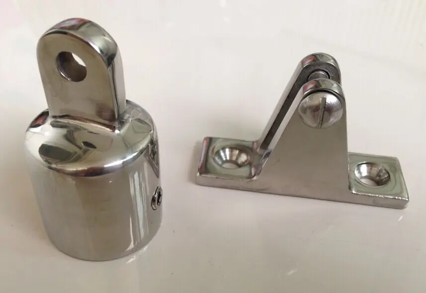 MARINE BOAT BIMINI TOP FITTING DECK HINGE AND 7/8" TOP CAP STAINLESS