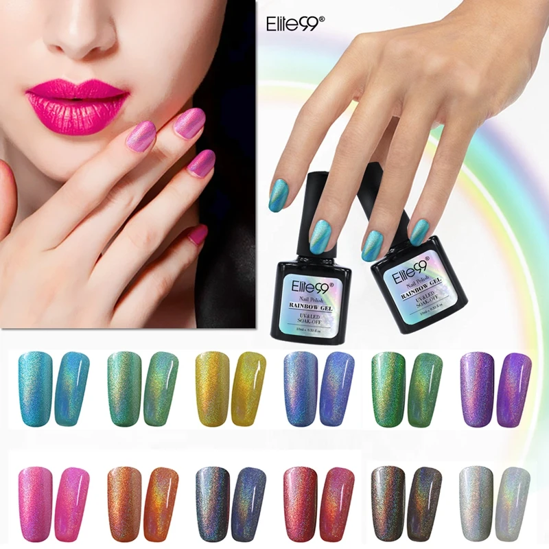 Elite99 Colorful Rainbow Gel Polish 10ml UV Gel Lacquer Need Metallic