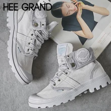 HEE GRAND/ женские осенние модные ботильоны на шнуровке; повседневные парусиновые однотонные ботильоны; кроссовки; Mujer Booten; XWF662