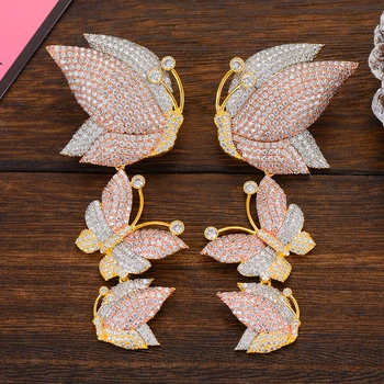 

missvikki Romantic Fashion Charm Butterfly Pendant Earrings for Women Bridal Wedding Engagement Anniversary Party Earrings