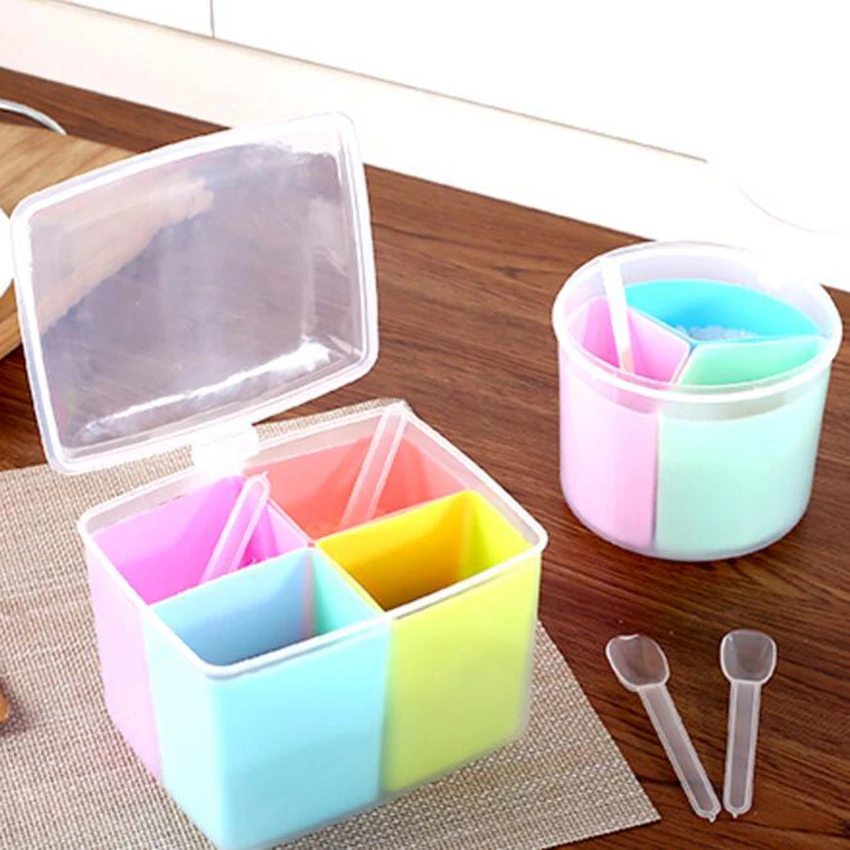 

1PCS Three or four Grid Storage Seasoning Boxes Kitchen Condiment Box Spices Storage Box Detachable Container Canister