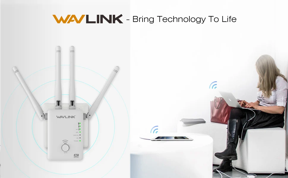 Wavlink AC1200 беспроводной wifi AP/маршрутизатор/ретранслятор расширитель сигнала Усилитель wifi диапазон расширитель с 4 внешними антеннами-белый