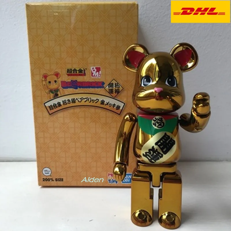 

6" Bearbrick Gloomy BB Kaws Be@rbrick 200% Original Fake Gold Lucky Cat PVC Action Figure Collectible Model Toy BOX 15CM Z782
