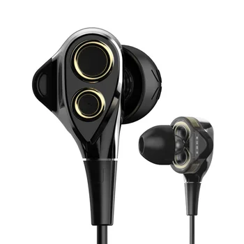 

Hot Selling Double moving coil Hifi Bass Earphones with Mic Noise Reduction Volume Control Hifi Earbuds for iPhone Android