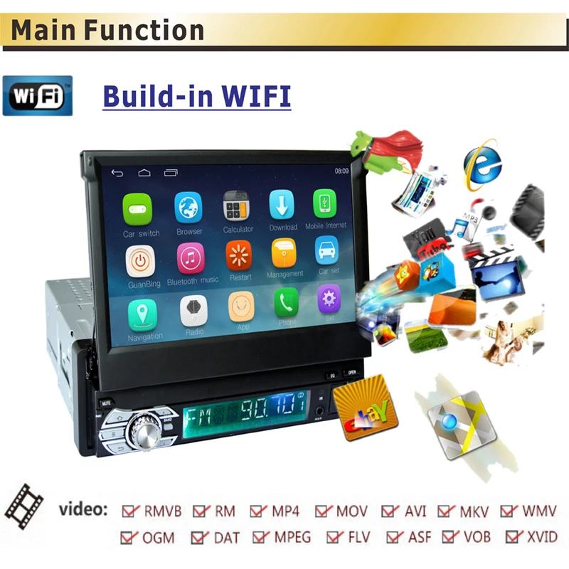new Android 6 0 system 1 DIN 7 inch Indash TFT Capacitive Touch Screen font b