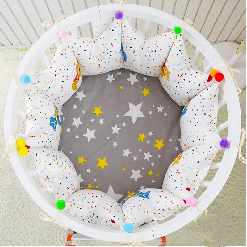 5 Pieces Ensemble Style Nordique Rond Rectangle Forme Ovale Bebe Berceau Pare Chocs Confortable Bebe Ensemble De Literie Coton Bebe Lit Pare Chocs Drap De Lit Aliexpress
