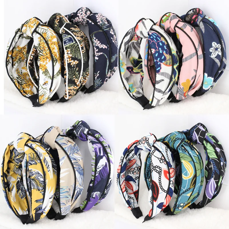 

3pcs/lot Flower Print Headbands For Girls Headwear Chic Style Knot Floral Hair Bands Hair Accessories For Women High Quality