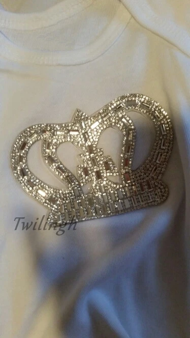 1 Piece Hot Fix Rhinestone Motif Children Baby Suit Crystal iron Crown Glass Patch Applique For Baby Clothes Rhinestone Patches