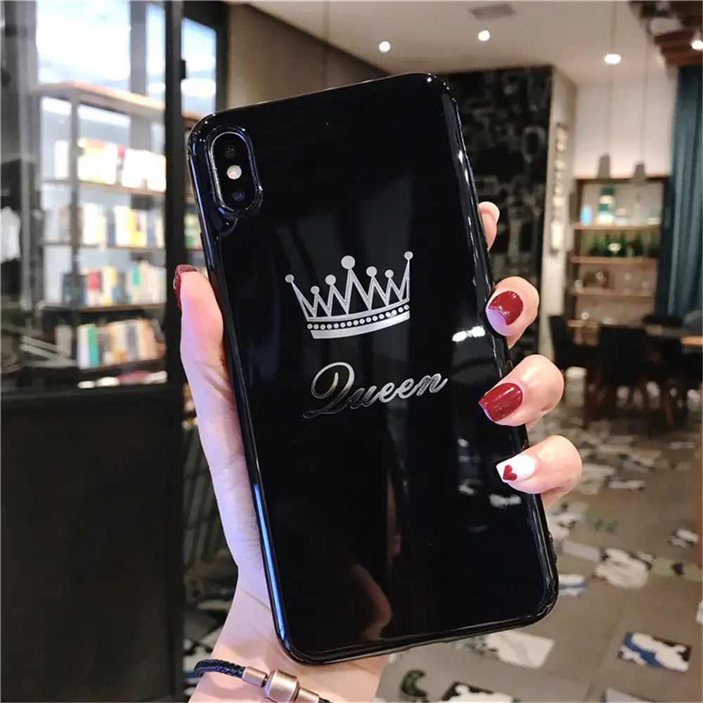 Ottwn Crown для iPhone 11 Pro Max 6 6s 7 8 Plus XR X XS Max силиконовый чехол для телефона с надписью King queen чехол s мягкая задняя крышка из ТПУ