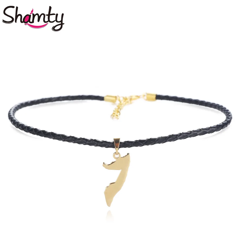 

Shamty Fashion Choker Necklace Somalia Africa Black Rope Necklace Gold Color Jewelry Fashion Women Gift