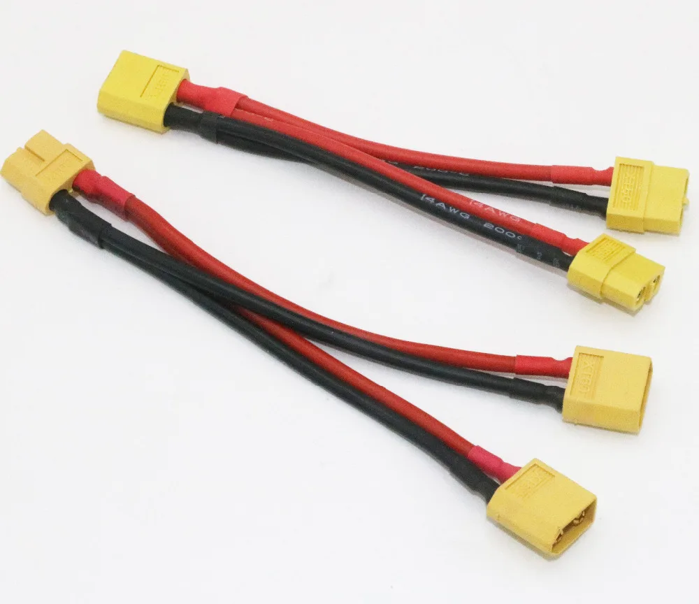 1 шт. Xt60 параллельно Батарея соединительный кабель двойной Extension Y Splitter силиконовые провода
