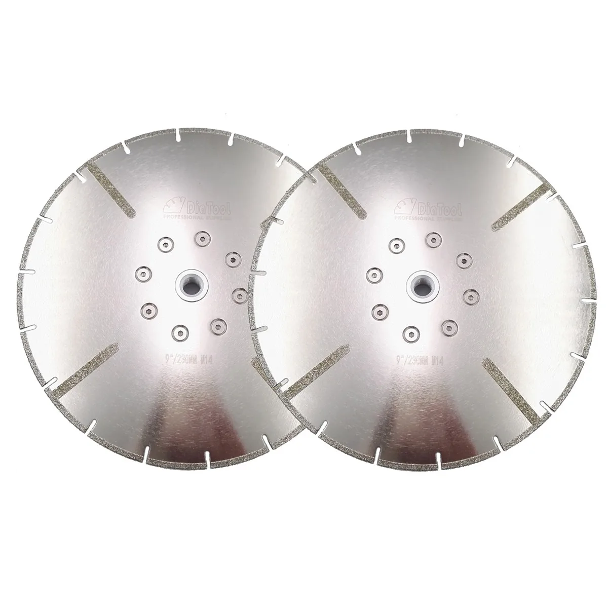 DIATOOL 2pcs 230mm Electroplated Diamond Cutting Disc 9" Marble Blade