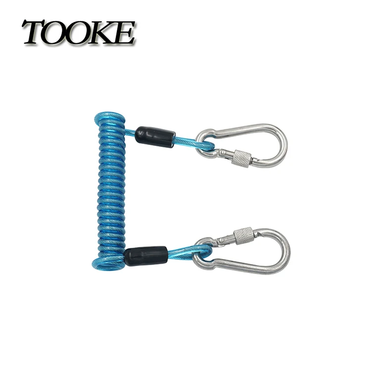 Дайвинг энергичный спиральной пружины спиральные шнурки с зажимами и быстросъемная Пряжка для соединения для погружения под воду на Корпус - Цвет: Blue