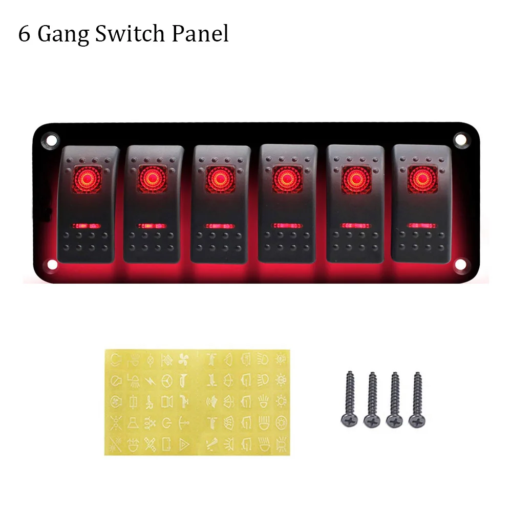 4/6 панель автомобильного переключателя 12~ 24 В автоматические выключатели защита от перегрузки лодка кулисный переключатель панель управления с двойной светодиодный светильник