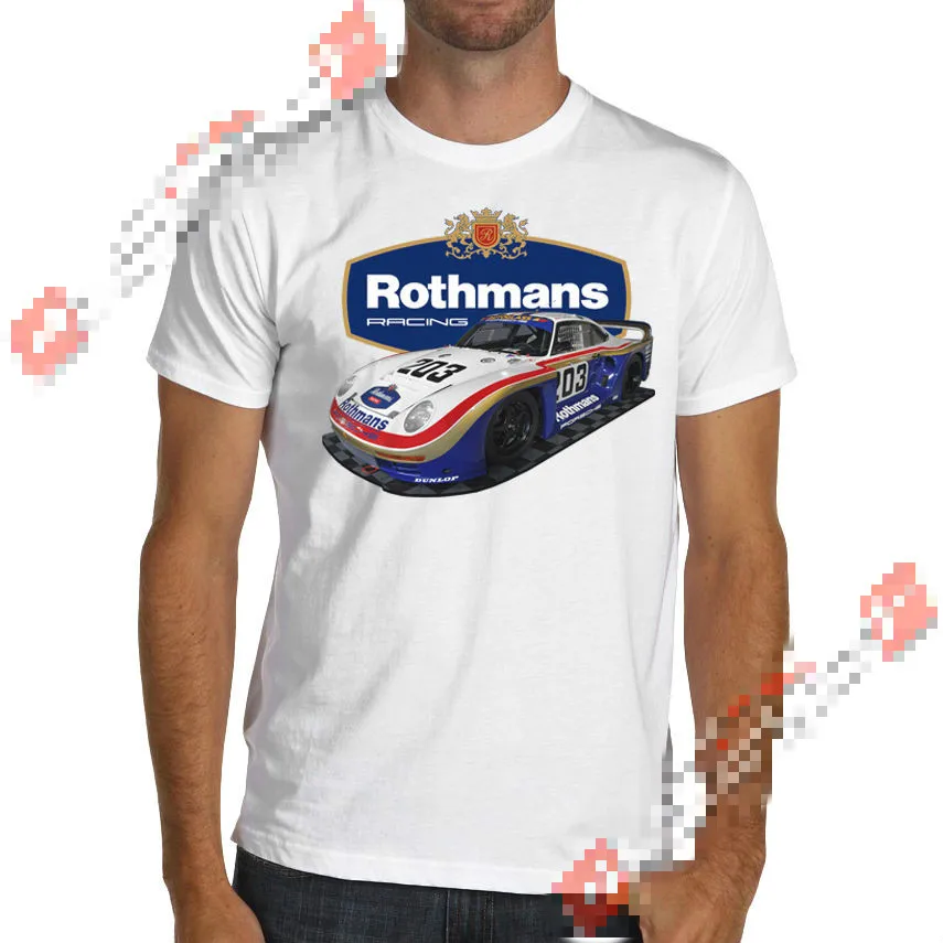 

1986 961 Rothmans Classic Racing car T-Shirt Le Mans 24 Group B IMSA Print T-Shirt Men Summer top tee 2018 Summer T Shirt