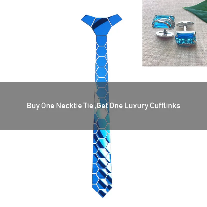Глянцевый сапфировый синий Модный акриловый тонкий галстук мужской классический шестиугольный геометрический узор Галстуки Косплей