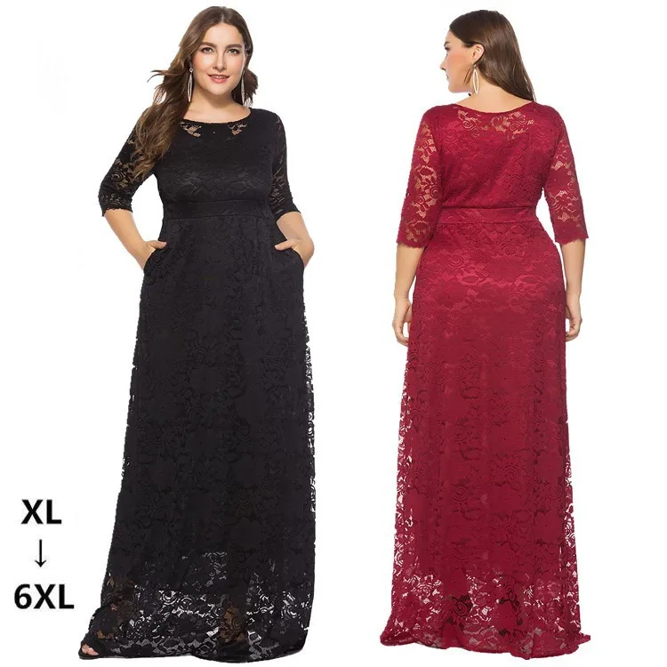 Женское платье большого размера XL XXXL 4XL 5L 6L 2018 с рукавом 3/4 Осенние однотонные