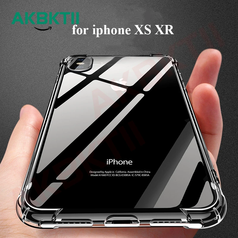 Ударопрочный чехол AKBKTII для iPhone Xr 6 Apple 7 Plus 8 телефона XS Max XR прозрачный мягкий