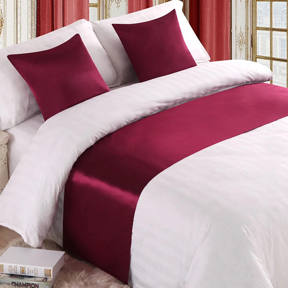 RAYUAN Silk and Satin Bedspreads Silk Fabrics Bed Runner Bedding Single Queen King Bed Cover Towel Home Hotel Decorations
