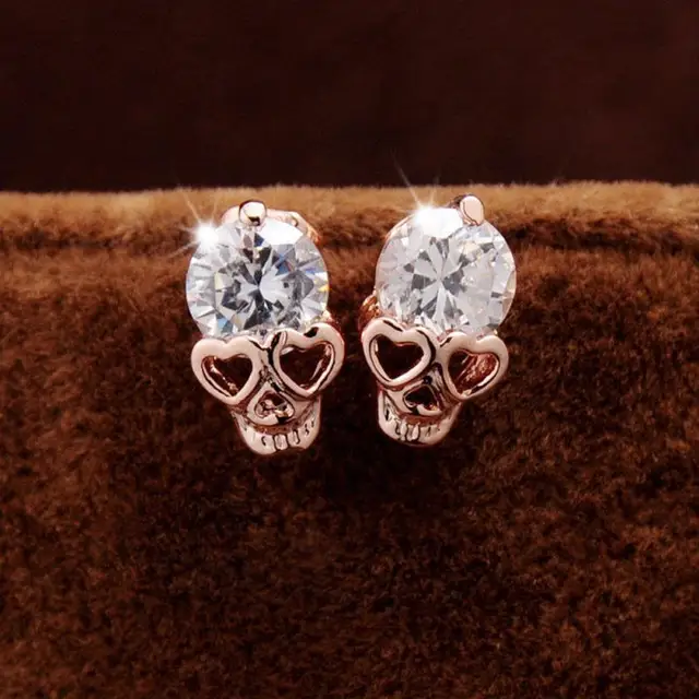 2pair Women S Cz Crystal Skull Pierced Stud Earrings Jewelry 2pair Women S Cz Crystal Skull Pierced Stud Earrings Jewelry Gift For Best Friends