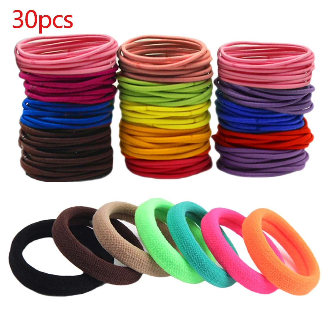 

30pcs/lot Candy Color Elastic Ponytail Holders Hair Rubber Bands Rope Seamless Gum for Hair Accessories for Girls