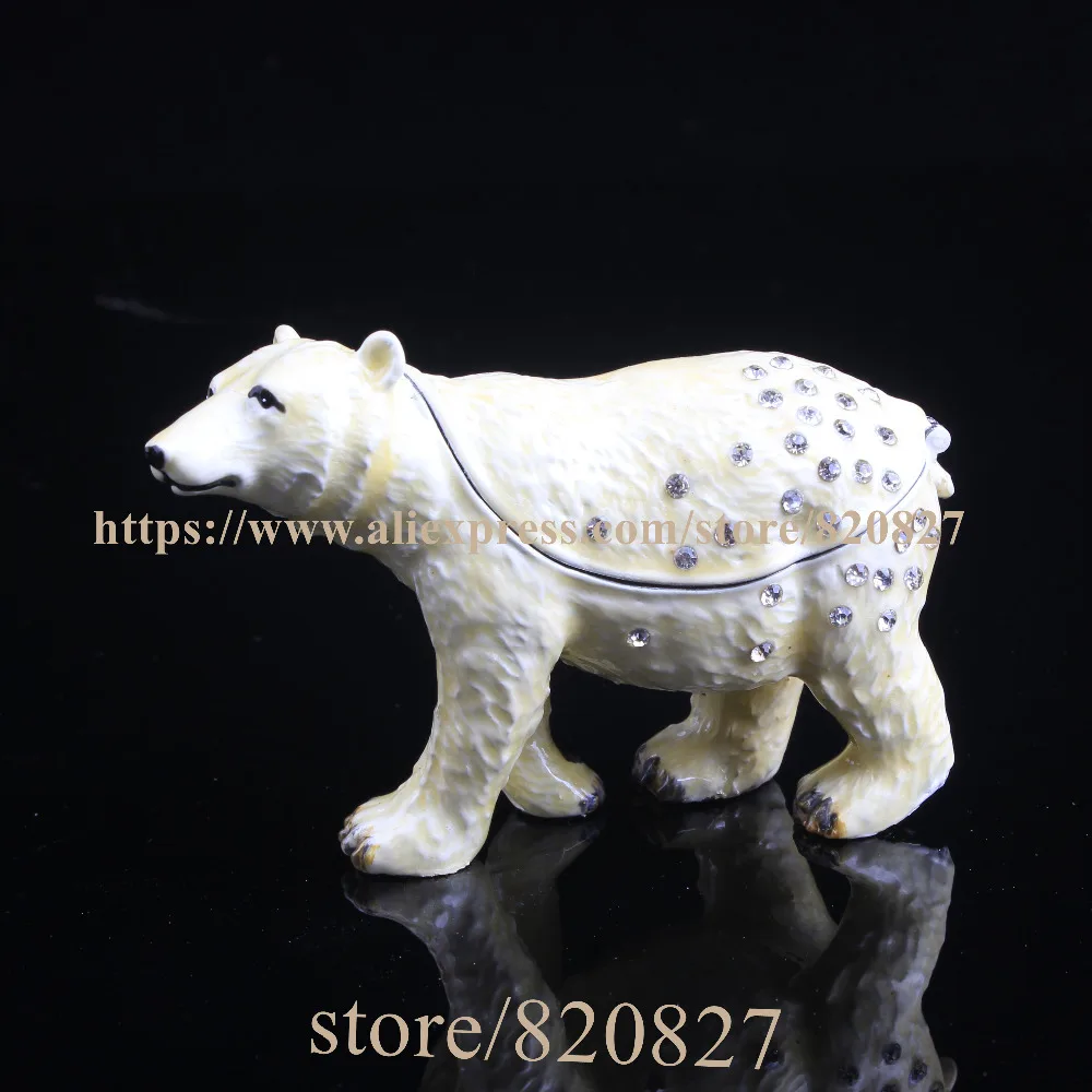 

Bear Pewter Hinged Trinket Box Bear Handmade Jeweled Metal Trinket Box