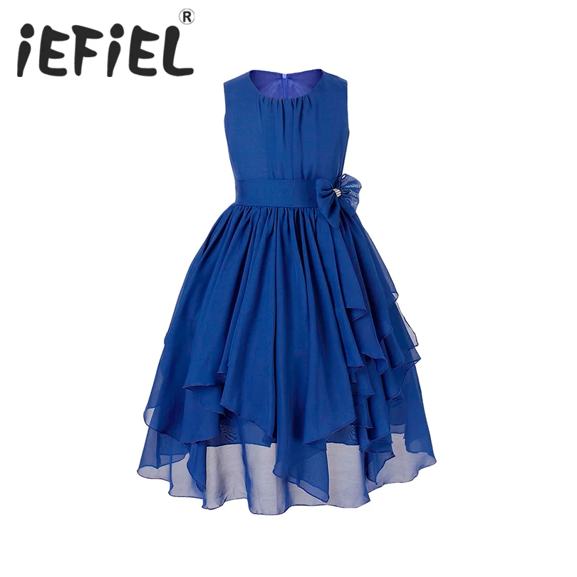 

4-14Y Kids Girls Princess Pageant Wedding Bridesmaid Party Chiffon Girls Flower Dress Princess Formal Occassion Floral Dress