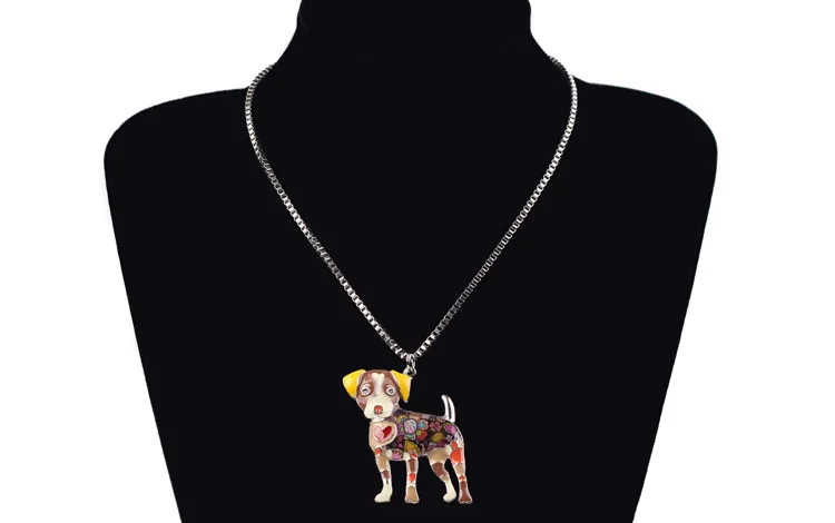 WEVENI себе эмаль металл Джек Рассел собака цепочки и ожерелья подвески на ожерелье цепи Новая мода интимные аксессуары животных украшения для женщи