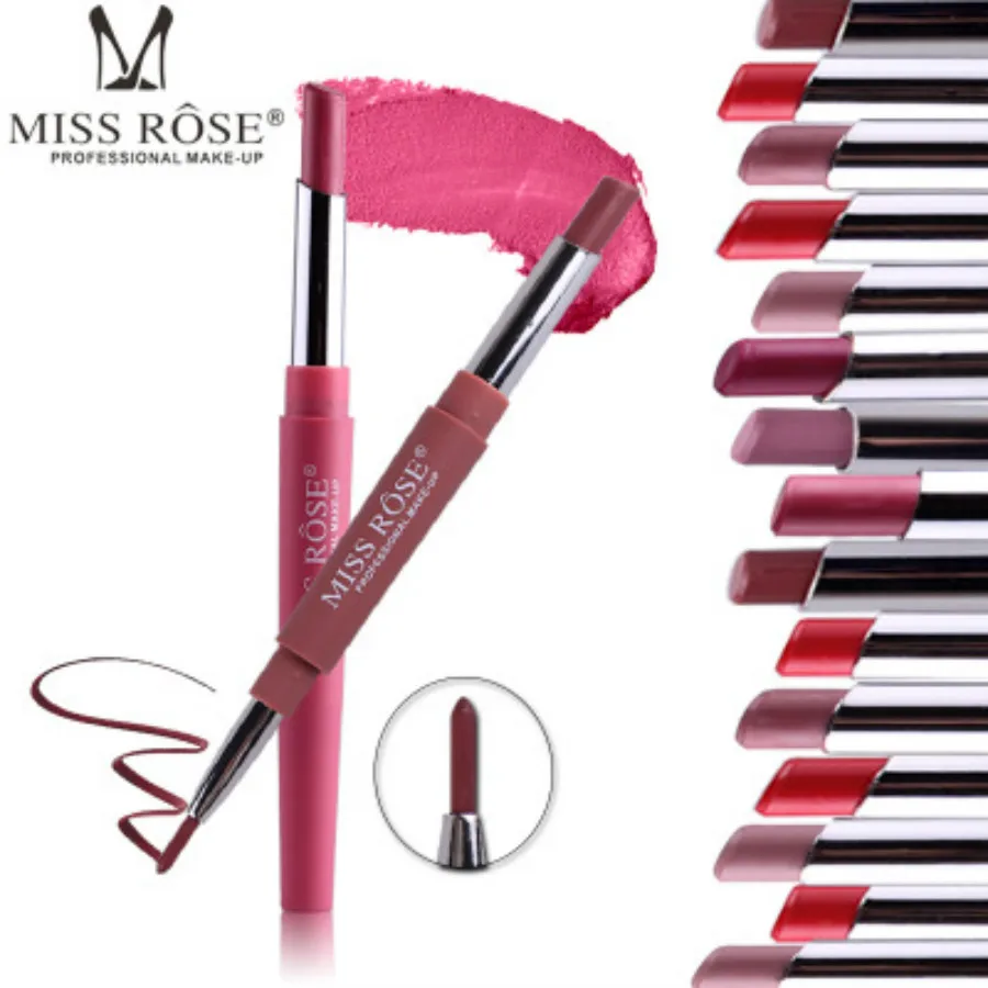 Sexy Nude Color Double-end Lip Makeup Lipstick Pencil Waterproof Lasting Tint Lip Stick Beauty Matte Liner Pen Lipstick 20 Color