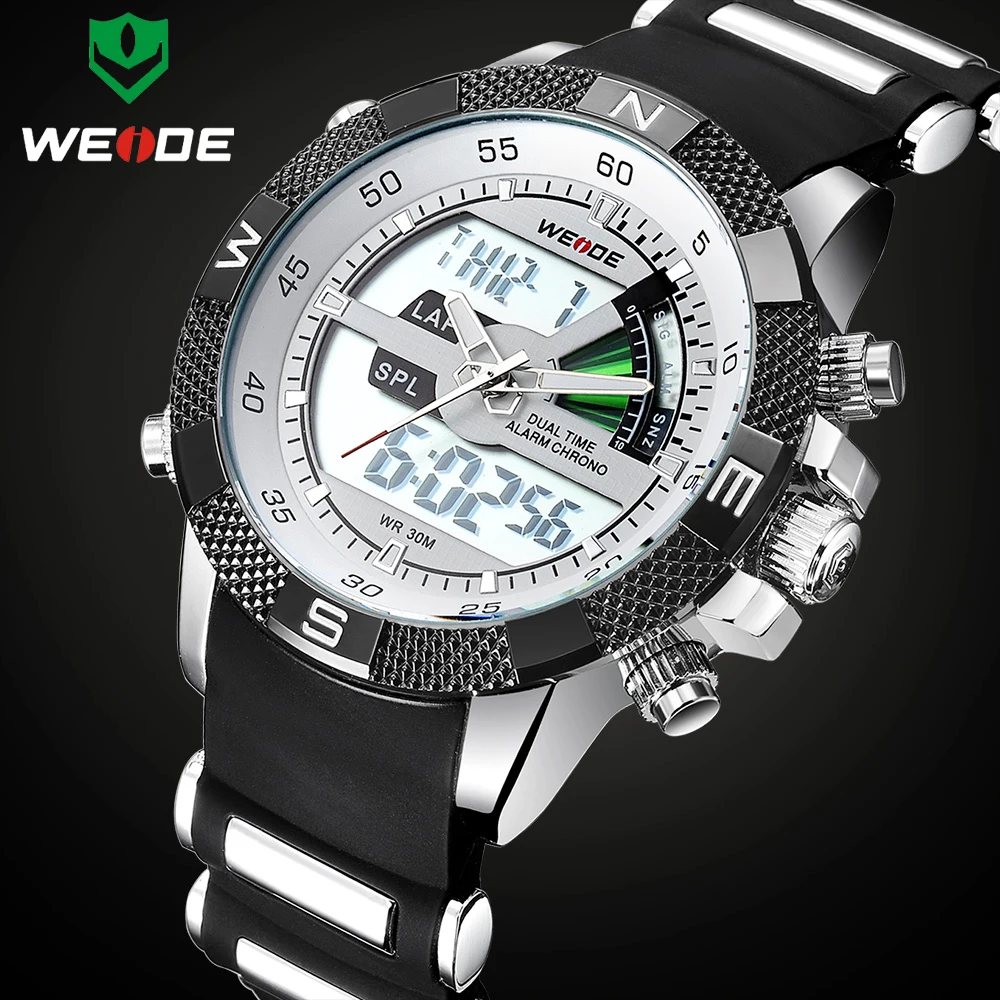  Luxury Brand WEIDE Men Fashion Sports Watches Men's Quartz Analog LED Clock Male Military Wrist Watch Relogio Masculino