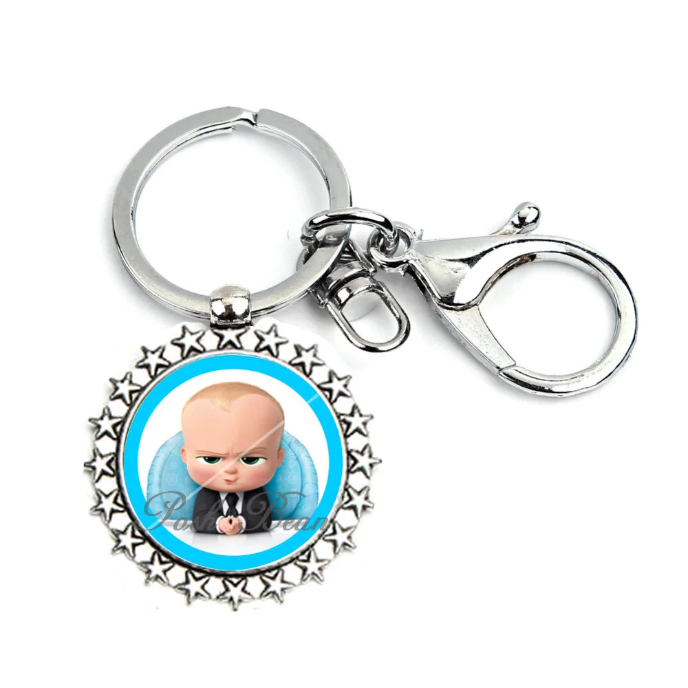 

Dreamworks Boss Baby Pattern Keychains Handmade Figure Glass Cabochon Key Ring DIY Fashion Birthday Party Gifts for Children 1pc
