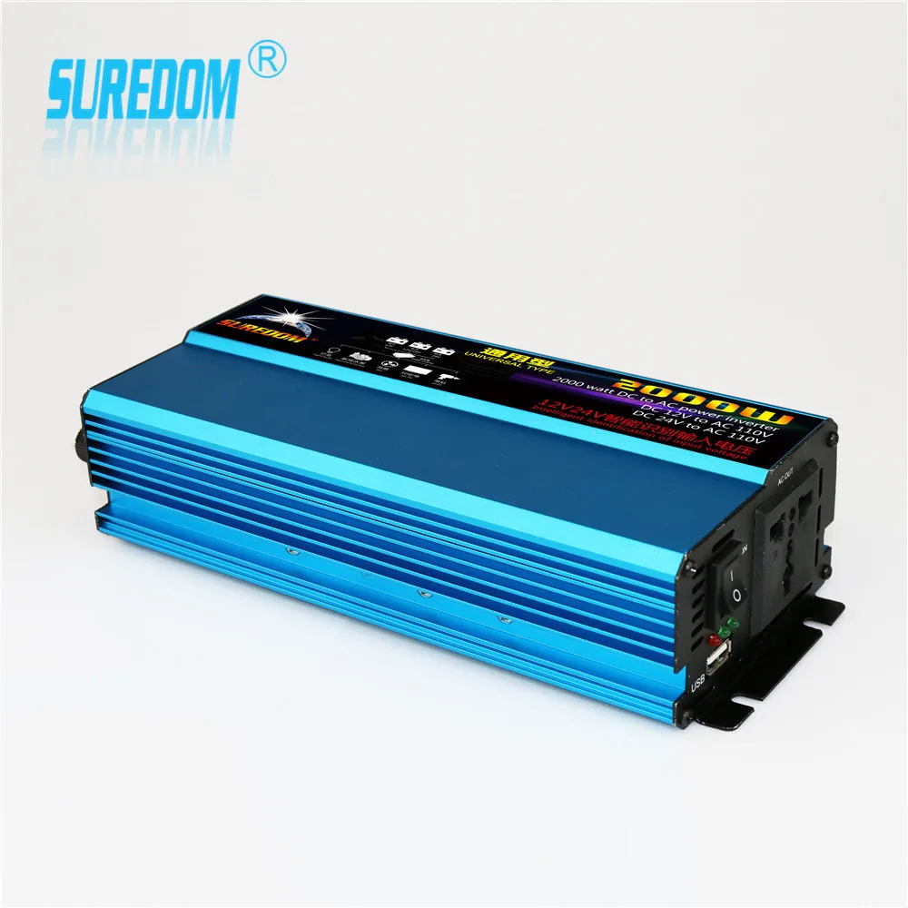 Автомобильный силовой инвертор DC 12V 24V к AC 110V 2000W умный трансформатор
