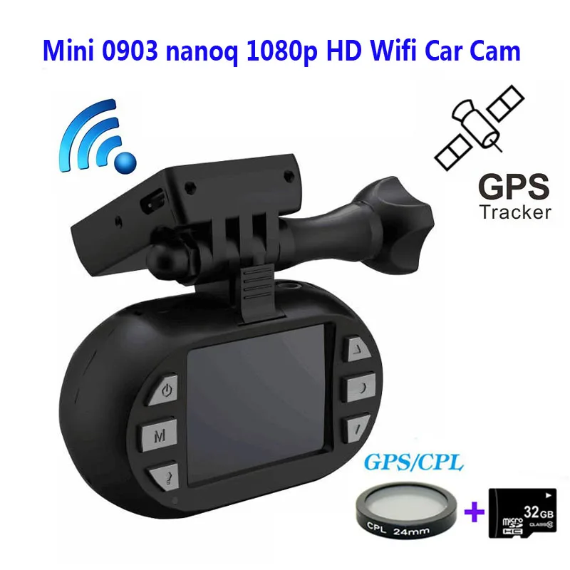 Оригинальный мини 0903/nanoq 1080p HD Wifi 7G NT96655 IMX322 GPS Автомобильный видеорегистратор + CPL