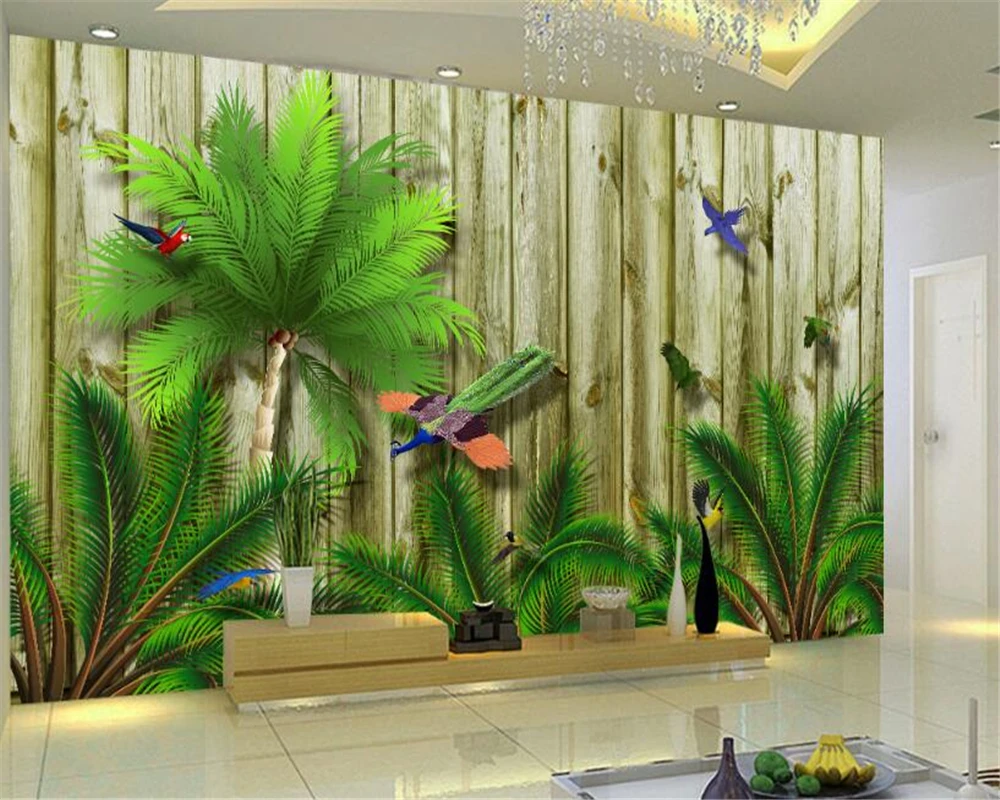 

Beibehang 3d Wallpaper Tropical Birds Southeast Asia Backdrop Living Room Bedroom TV Background Mural wallpaper for walls 3 d