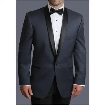 

Custom Made Slim Fit Men Suit Black Groom Tuxedo Shawl Lapel One Button For Men Wedding Suit (Jacket+Pants)