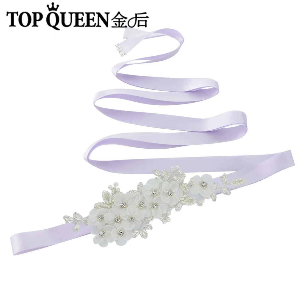 TOPQUEEN S355 свадебные цветочные повязки для вечерних платьев свадебные аксессуары женские свадебные Ремни цветы с жемчугом бисером - Цвет: lavender