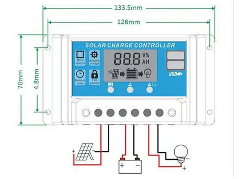 10A 20A 30A 12/24 V Панели солнечные Батарея регулятор заряда аккумулятора Dual USB только для свинцово-кислотных аккумуляторных батарей