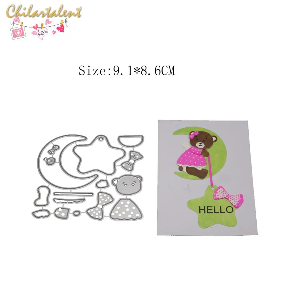 

Lovely Bear Metal Cutting Dies Moon Star Stencils Stamps for DIY Scrapbooking Stamp/photo album Embossing DIY Paper Cards 2019