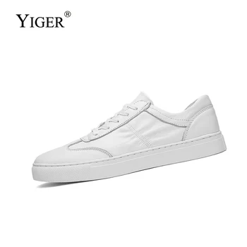 

YIGER New Men Casual shoes Genuine Leather Man flat bottom shoes men's Comfortable sports shoes Spring/Autumn Leisure shoes 0243