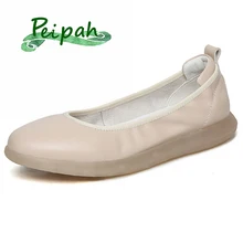 PEIPAH Comfortable Genuine Leather Women Flat Shoes Female Loafers Mother Shoes Soft Leather Ballet Flats Shoes Sapato Feminino ytracygold flat shoes women genuine leather loafers summer comfortable casual shoes women soft shoes female outdoor flats