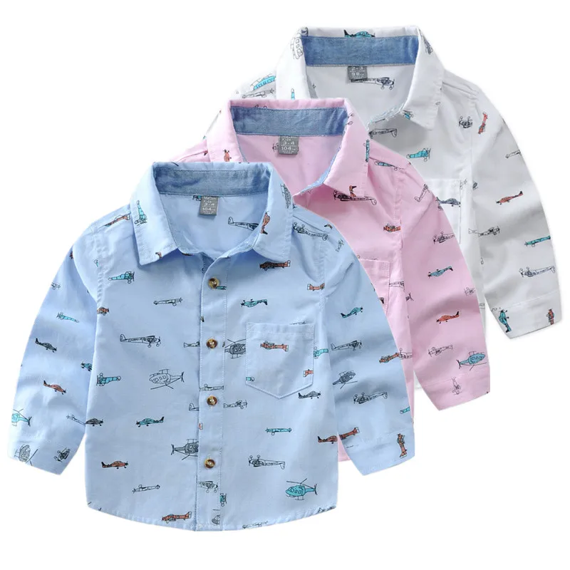 

Kids Boys Shirts 2019 Spring Autumn Toddler Clothing Print Cartoon Long Sleeve Shirts For Boys 3-10 Years Wear Clj207