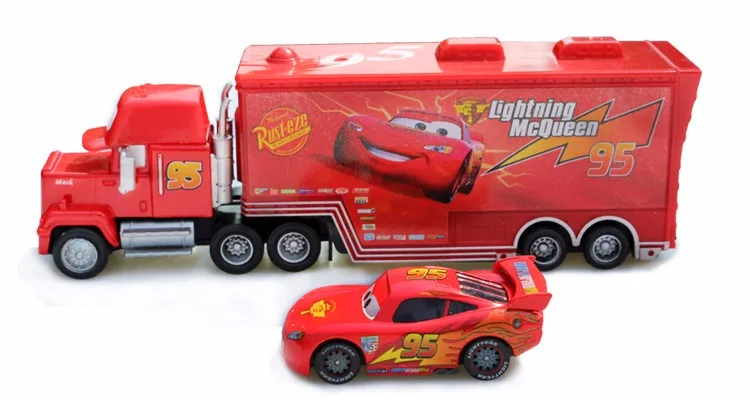 Disney «Тачки» № 95 Mack грузовик+, без рамки, с изображением маленькой машины Lightning McQueen Металл игрушечных автомобилей для детей 1:55 Свободные Фирменная новинка на