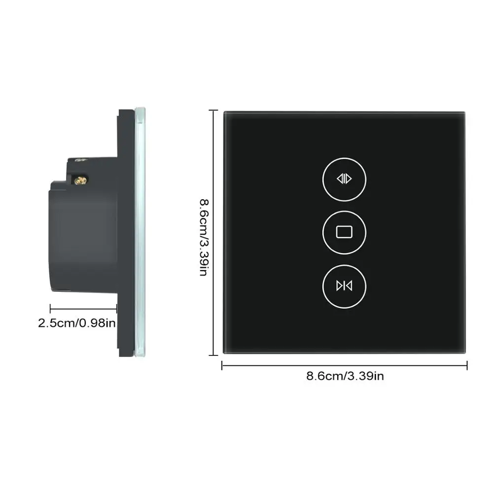 Teekar WiFi Smart Curtain Switch Smart Life Fr Electric Motorized Curtain Blind Roller Shutter Work With Alexa Google Home Black