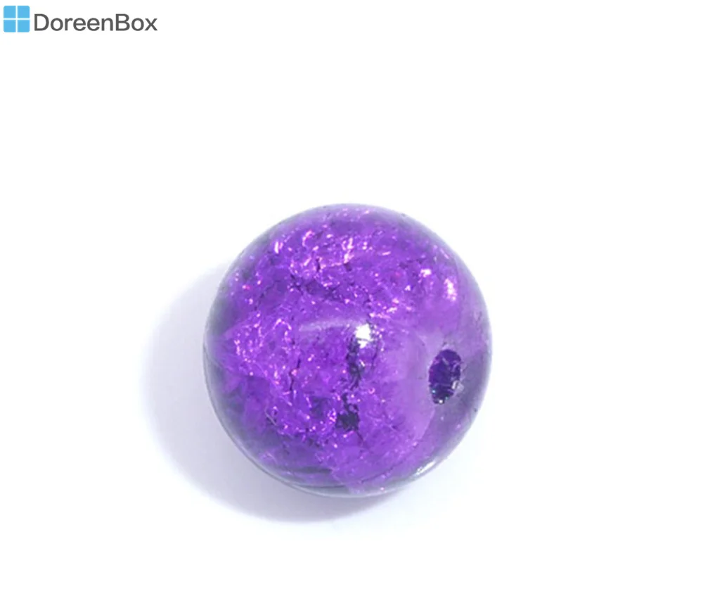 100 шт Doreen Box Хрустальные стеклянные бусины Круглые 8 мм диаметр. Фиолетовый шарик
