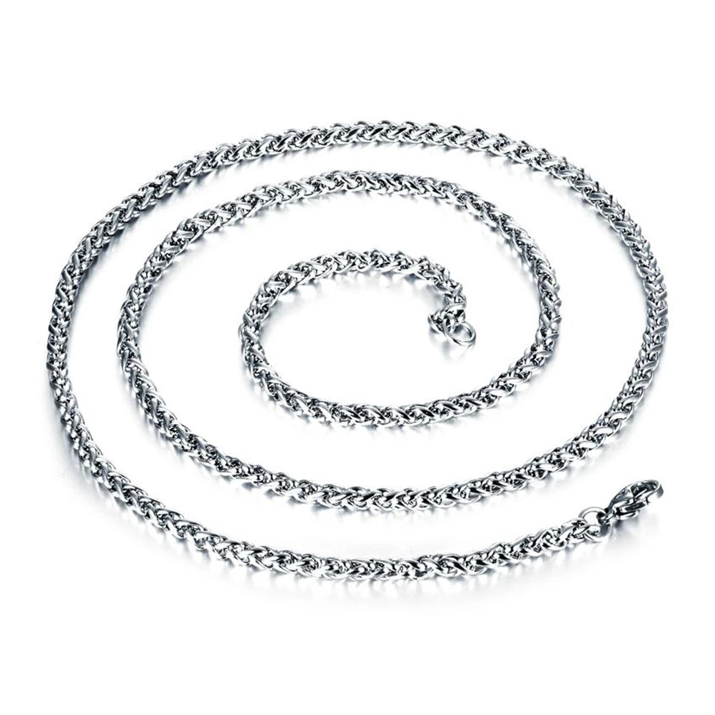 

3MM 55cm 60cm Men's Titanium Steel Necklace Delicate Silver Chain Necklaces for Neck Decoration